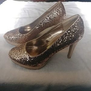 Glitter Gold Platform Heels
